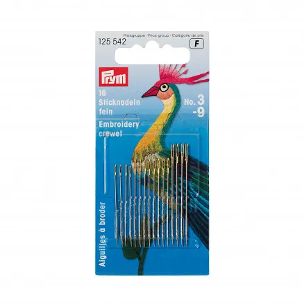 Prym Agujas de Bordar Acero Plata Talla 5-10 - 16 uds