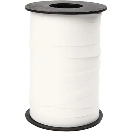 Cinta de regalo, blanca, L: 10 mm, mate, 250 m/ 1 rollo.