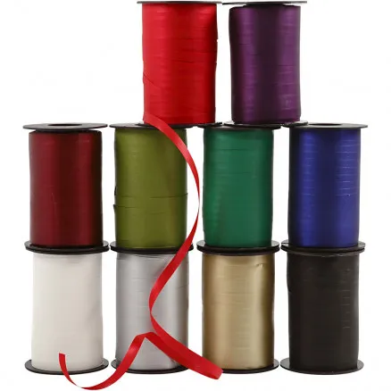 Cinta de regalo, colores surtidos, L: 10 mm, 250 m/ 10 uds.