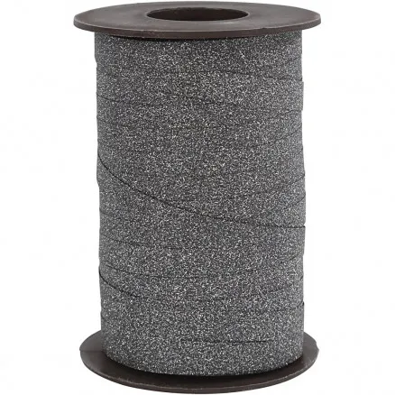 Cinta de regalo, negra, A: 10 mm, purpurina, 100 m/ 1 rollo.