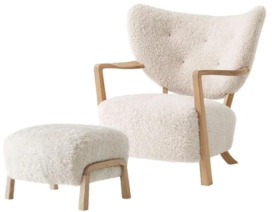 &Tradition Wulff ATD2 Sillón de Oveja Moonlight/Roble Incl. ATD3 Puf