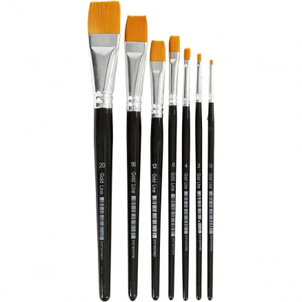 Pinceles Gold Line, n.º 0-20, A: 2-24 mm, planos, 7 uds.