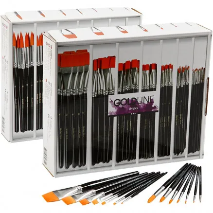 Pinceles Gold Line, redondos + planos, A: 1-7 mm, 168 uds./168 pk.